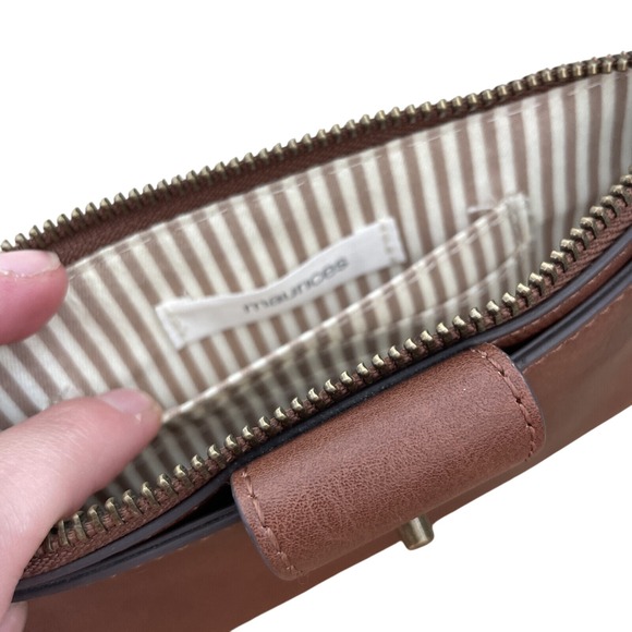 Brown Wristlet Wallet Clutch Zip‎ Around Studded Accent Small Purse - Picture 5 of 7